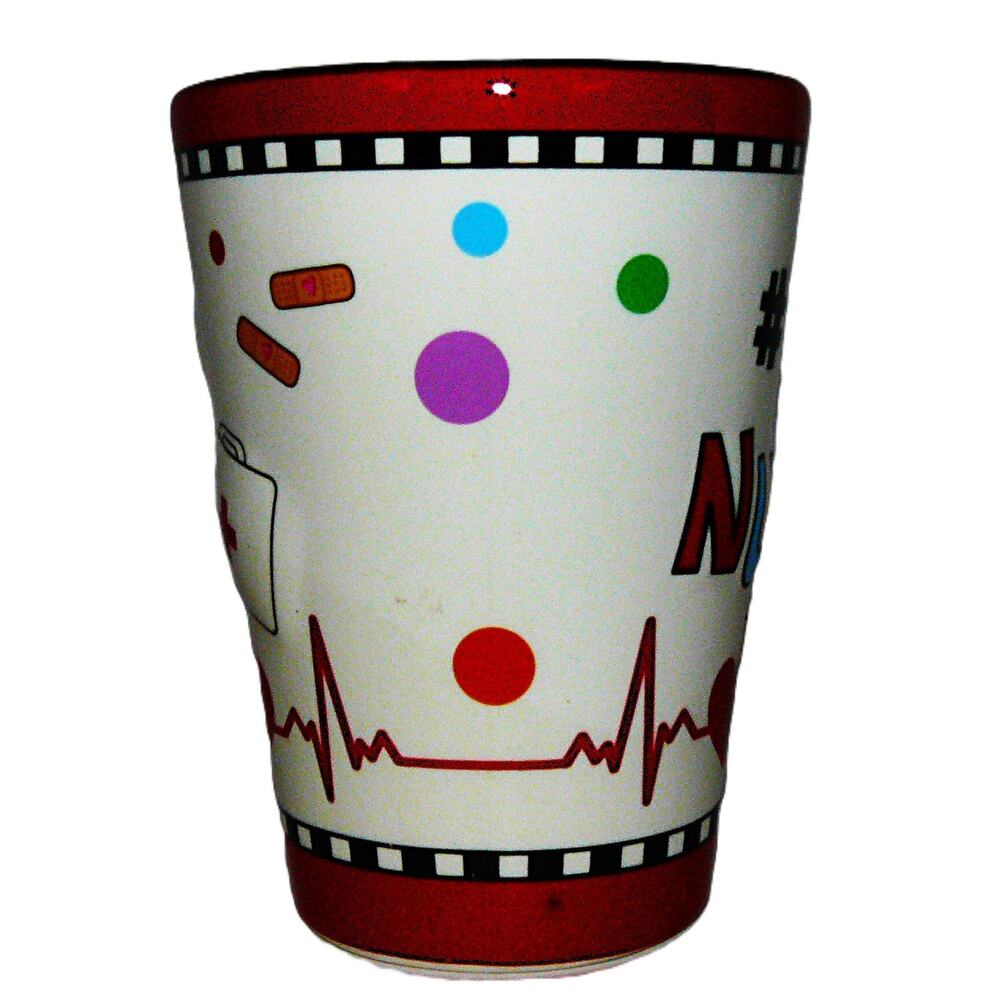 Burton+Burton #1 Nurse Mug - Colorful Ceramic Coffee Cup Heartbeat Design 16oz